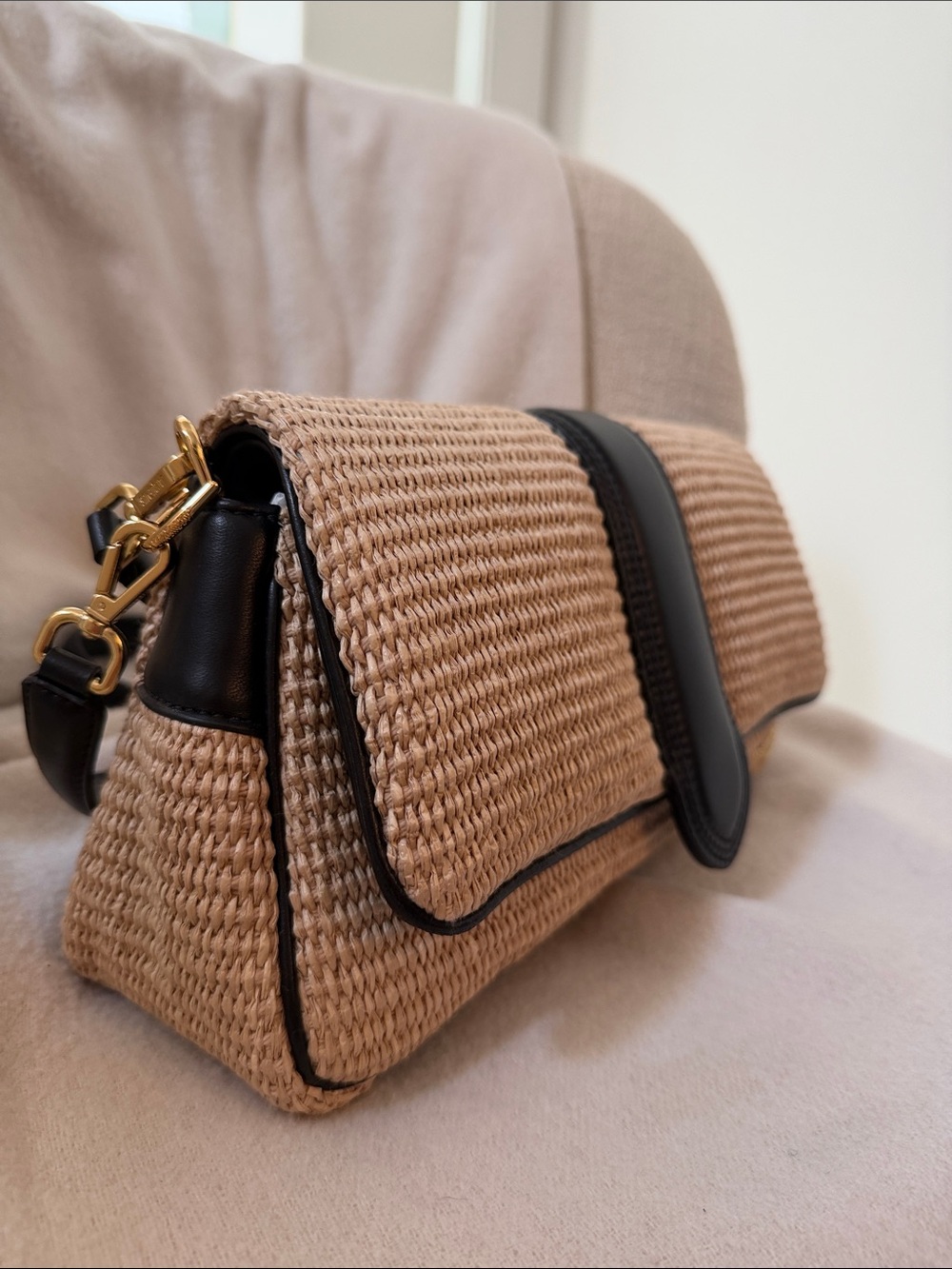 Jacquemus woven straw & black leather trimmed bag - Picture 6 of 11